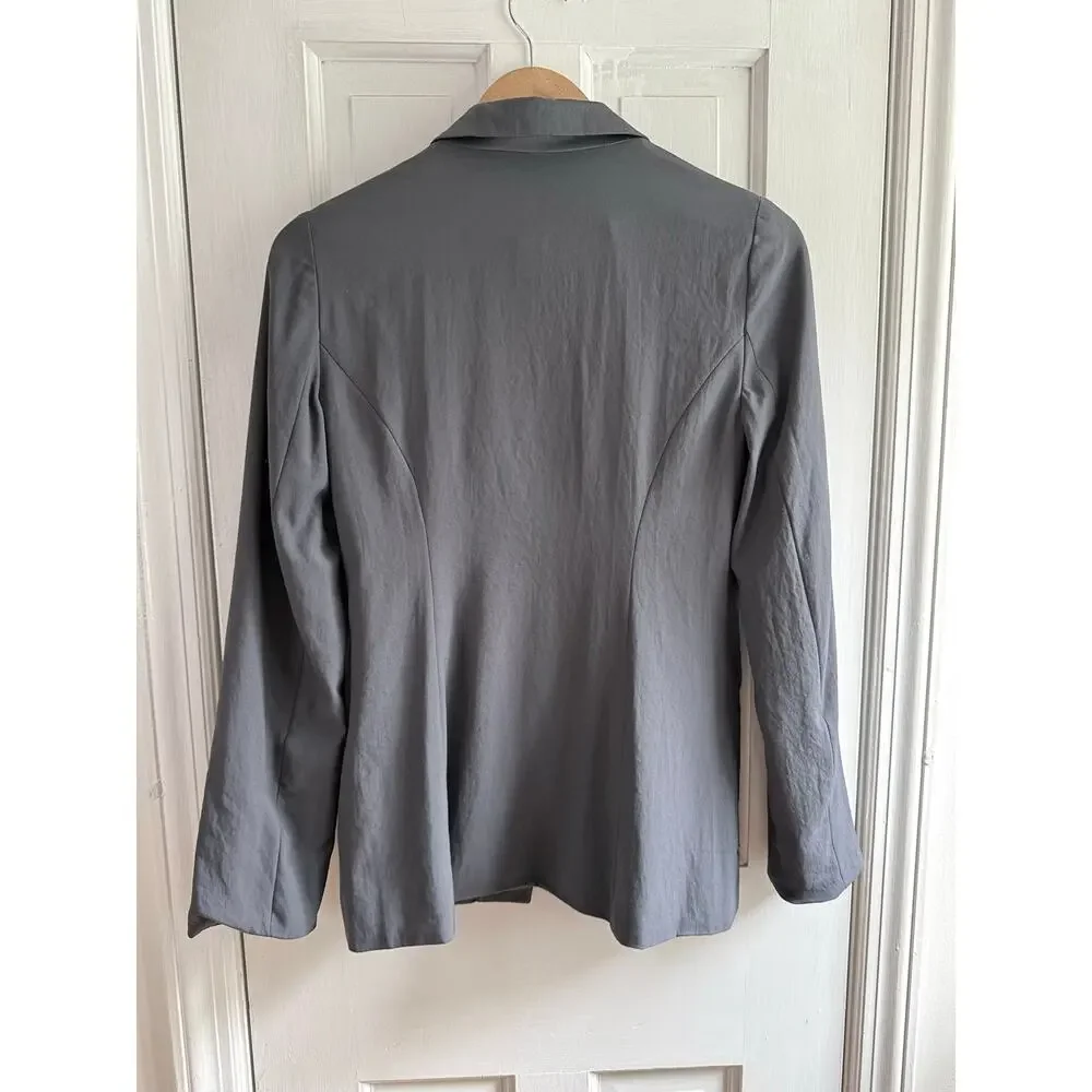 Free People Size 2 Heather Charcoal Gray Structured Tailored Blazer Jacket EUC